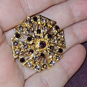 Antique Elegant Gold Tone and Purple Brooch
